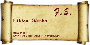 Fikker Sándor névjegykártya